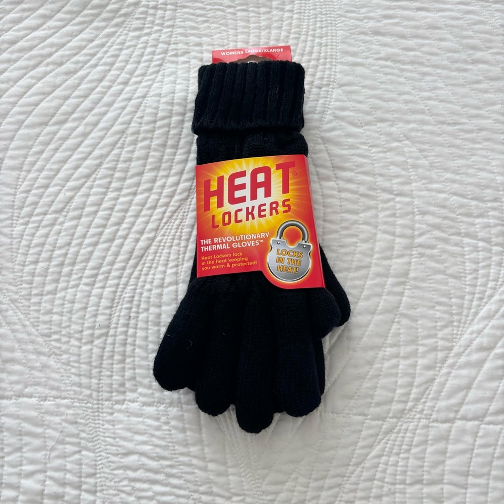 Heat Lockers Thermal Gloves Womens L/XL Black Insulated Winter NWT